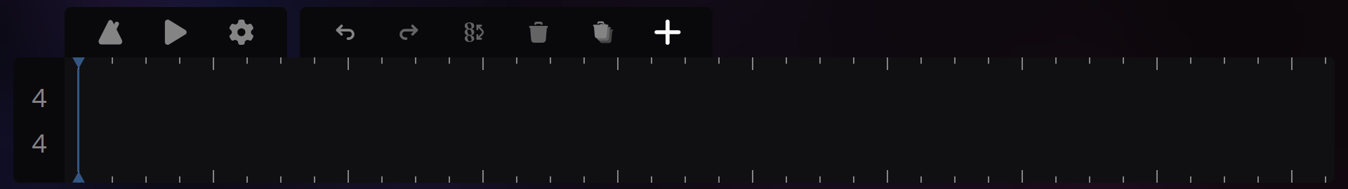 An empty timeline element with the plus icon to add a new chord highlighted.